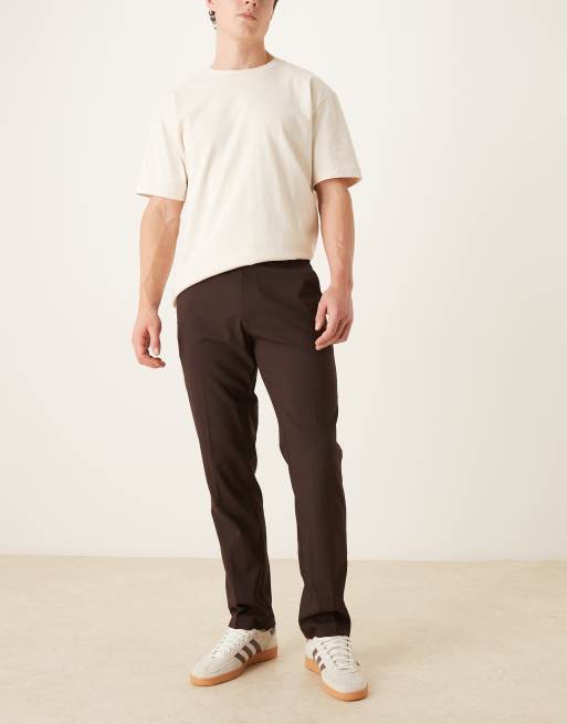 ASOS DESIGN – Ciemnobrązowe eleganckie spodnie o dopasowanym kroju, 2 z 5
