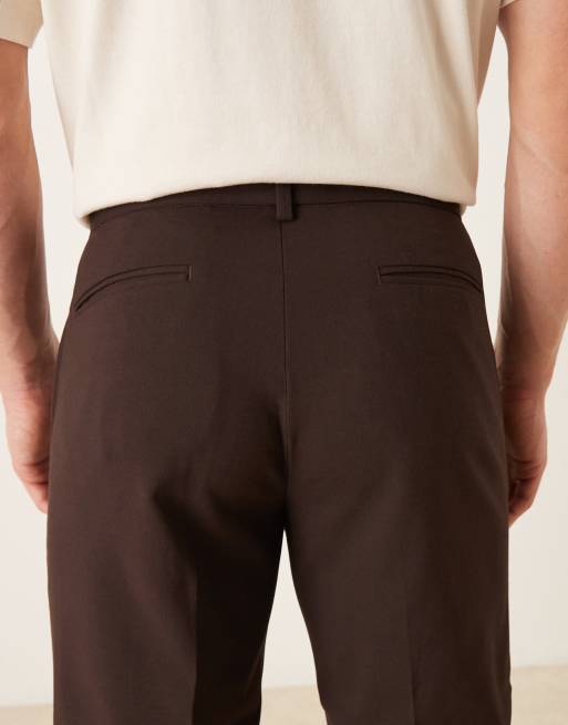 ASOS DESIGN – Ciemnobrązowe eleganckie spodnie o dopasowanym kroju, 5 z 5