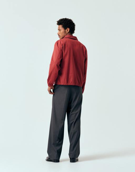 ASOS DESIGN – Ciemnoczerwona bawełniana kurtka Harrington, 4 z 5