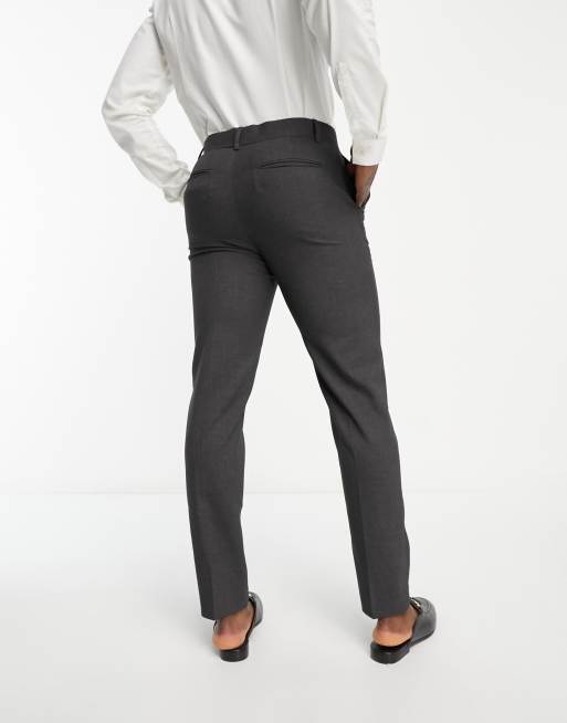 ASOS DESIGN – Ciemnografitowe spodnie garniturowe o dopasowanym kroju, 2 z 5