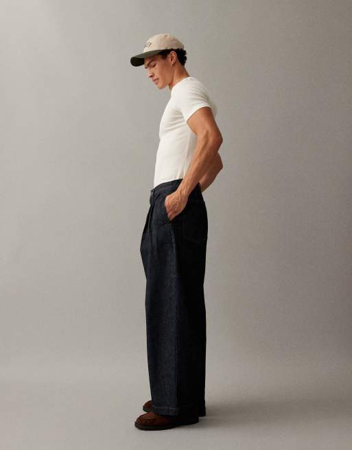 ASOS DESIGN – Ciemnogranatowe jeansy z baryłkowymi nogawkami i zakładkami, 2 z 7