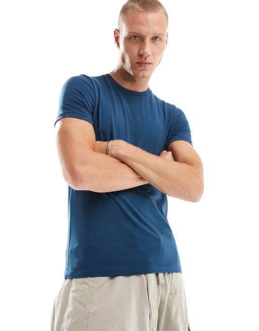 ASOS DESIGN – Ciemnoniebieski T-shirt o kroju podkreślającym sylwetkę