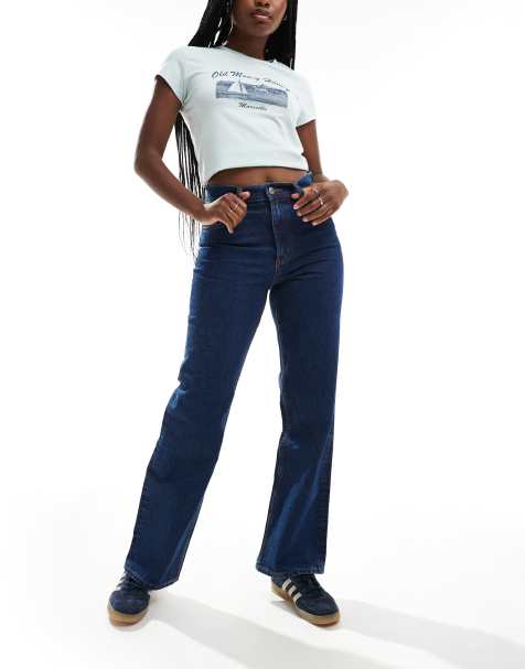 ASOS DESIGN – Ciemnoniebieskie elastyczne jeansy z prostymi nogawkami - view 1