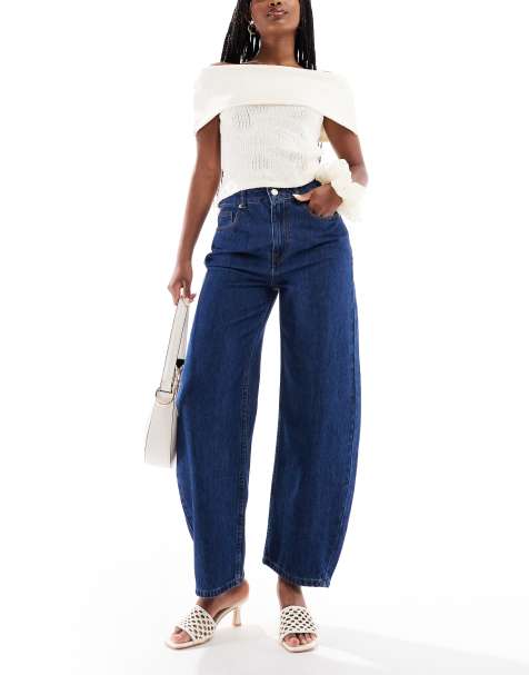 ASOS DESIGN – Ciemnoniebieskie jeansy barrel - view 1