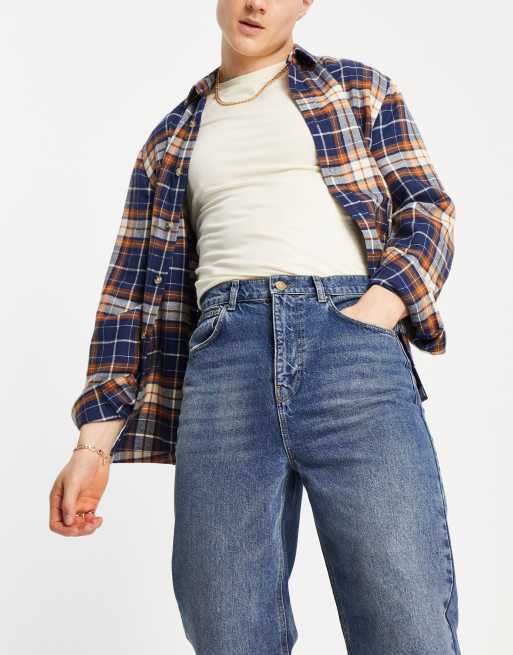 ASOS DESIGN – Ciemnoniebieskie jeansy dad z gumką w pasie, 3 z 4