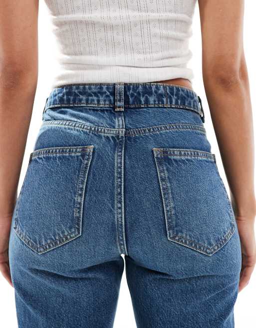 ASOS DESIGN – Ciemnoniebieskie jeansy o prostym kroju w stylu lat 90. , 4 z 5