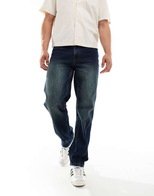 ASOS DESIGN – Ciemnoniebieskie jeansy o prostym kroju