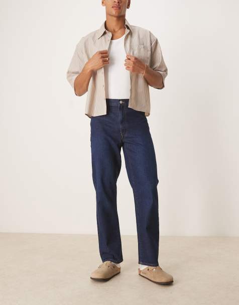 ASOS DESIGN straight leg jeans in dark wash blue