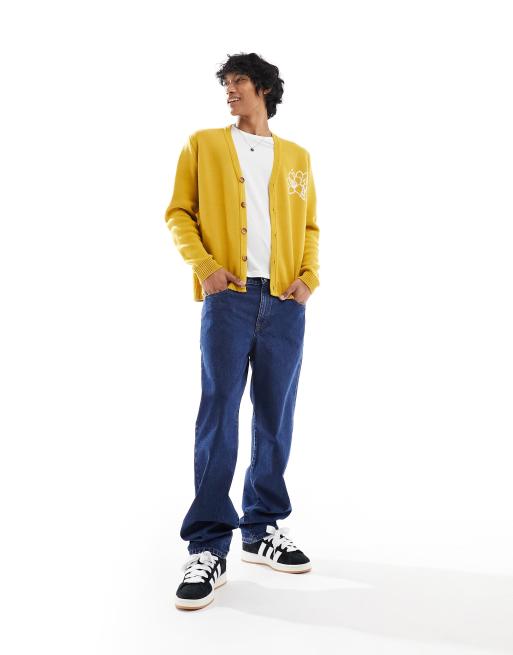ASOS DESIGN – Ciemnoniebieskie jeansy o workowatym kroju z efektem sprania, 2 z 5