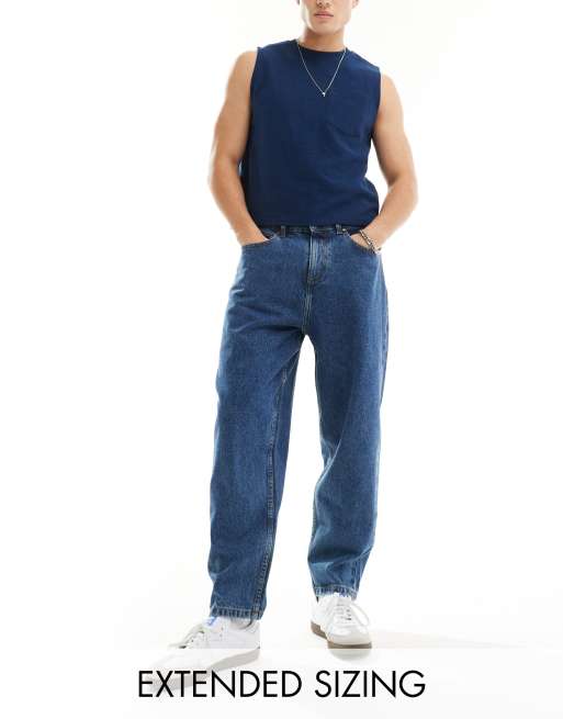 ASOS DESIGN – Ciemnoniebieskie jeansy oversize ze zwężanymi nogawkami