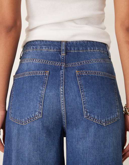 ASOS DESIGN – Ciemnoniebieskie jeansy palazzo z szerokimi nogawkami, 4 z 5