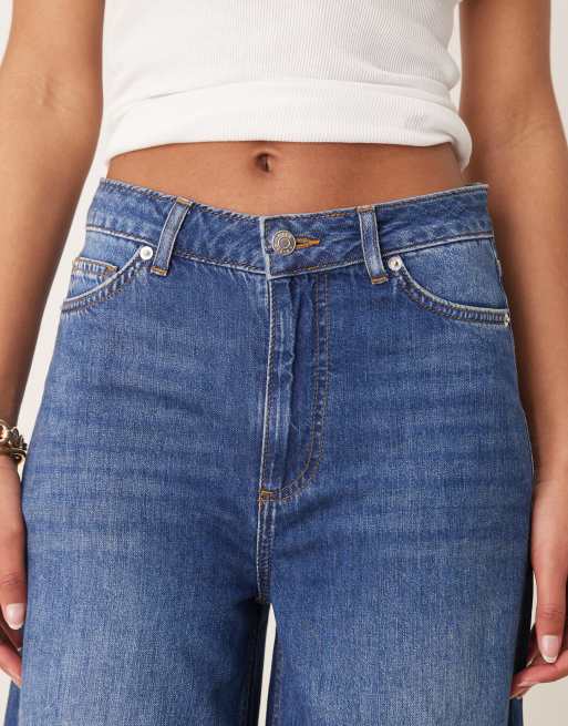ASOS DESIGN – Ciemnoniebieskie jeansy palazzo z szerokimi nogawkami, 5 z 5