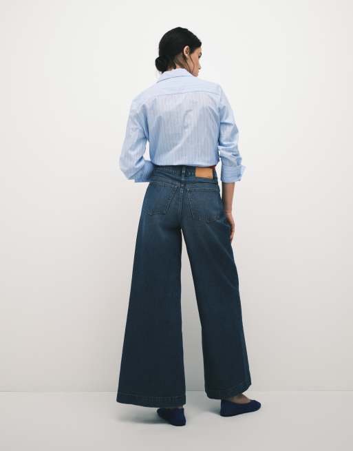 ASOS DESIGN – Ciemnoniebieskie jeansy palazzo z szerokimi nogawkami, 2 z 5