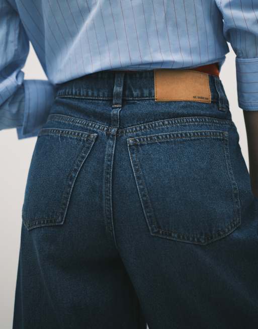 ASOS DESIGN – Ciemnoniebieskie jeansy palazzo z szerokimi nogawkami, 4 z 5