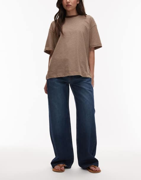 ASOS DESIGN – Ciemnoniebieskie jeansy z szerokimi nogawkami i niskim stanem w stylu vintage - view 1