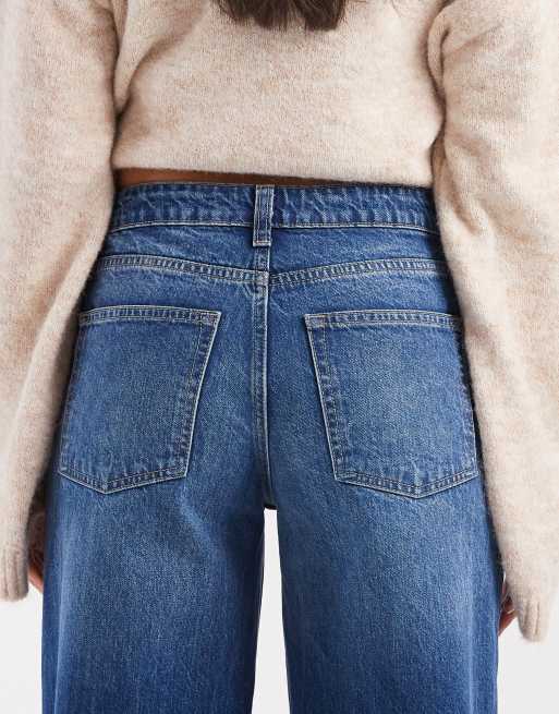 ASOS DESIGN – Ciemnoniebieskie jeansy z szerokimi nogawkami i obniżonym stanem, 5 z 5