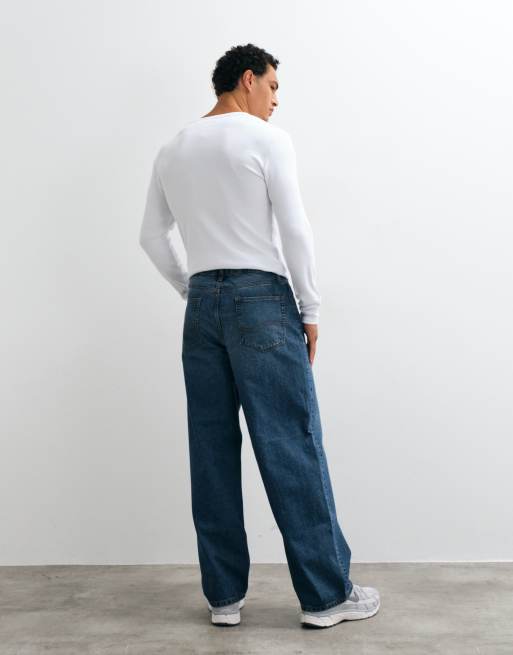 ASOS DESIGN – Ciemnoniebieskie luźne jeansy sprane w stylu vintage, 2 z 5