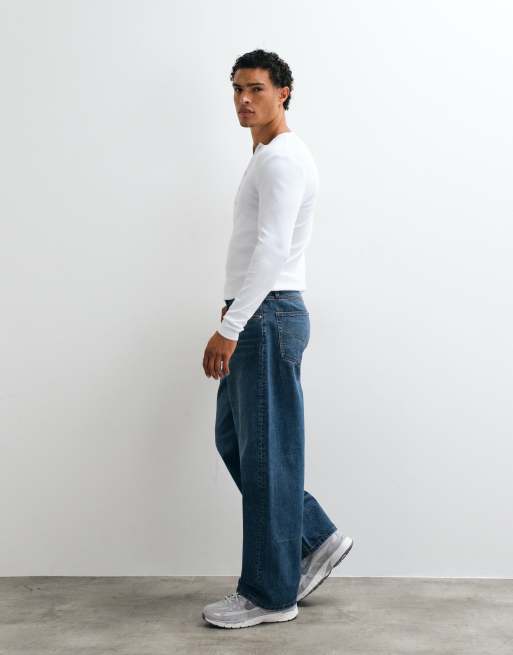 ASOS DESIGN – Ciemnoniebieskie luźne jeansy sprane w stylu vintage, 3 z 5