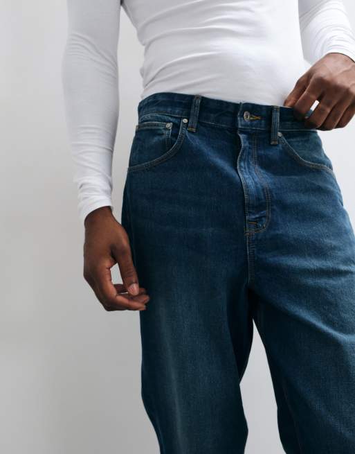 ASOS DESIGN – Ciemnoniebieskie luźne jeansy ze zwężanymi nogawkami, 5 z 5