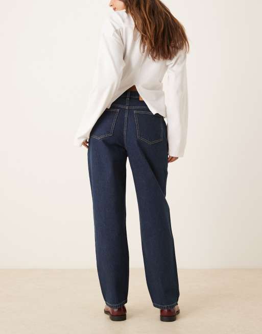ASOS DESIGN – Ciemnoniebieskie luźne mom jeans z wysokim stanem, 3 z 5