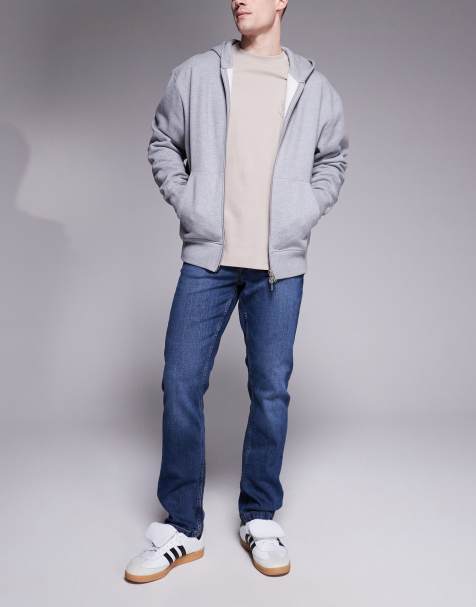 ASOS DESIGN – Ciemnoniebieskie, sprane dopasowane jeansy - view 1