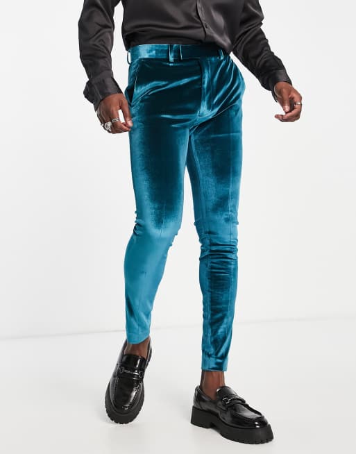 ASOS DESIGN – Ciemnoturkusowe spodnie garniturowe o bardzo obcisłym kroju 