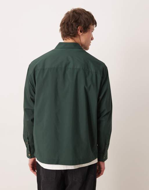 ASOS DESIGN – Ciemnozielona koszula oversize z grafiką z przodu, 3 z 5