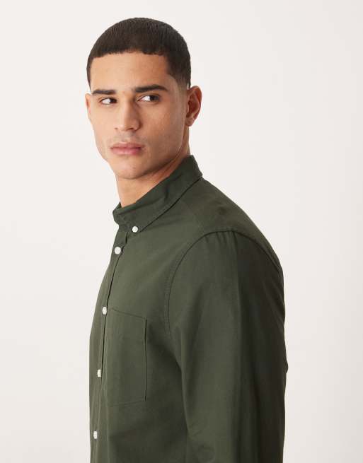 ASOS DESIGN – Ciemnozielona koszula oxford o regularnym kroju, 4 z 5
