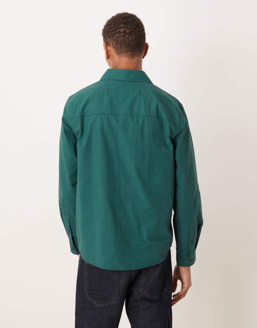 ASOS DESIGN – Ciemnozielona koszula popelinowa z haftem, 3 z 5