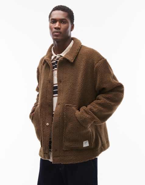 ASOS DESIGN – Ciemnozielona luźna kurtka typu Harrington z kożuszka - view 1