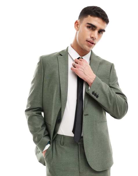 ASOS DESIGN – Ciemnozielona teksturowana marynarka garniturowa o dopasowanym kroju - view 1