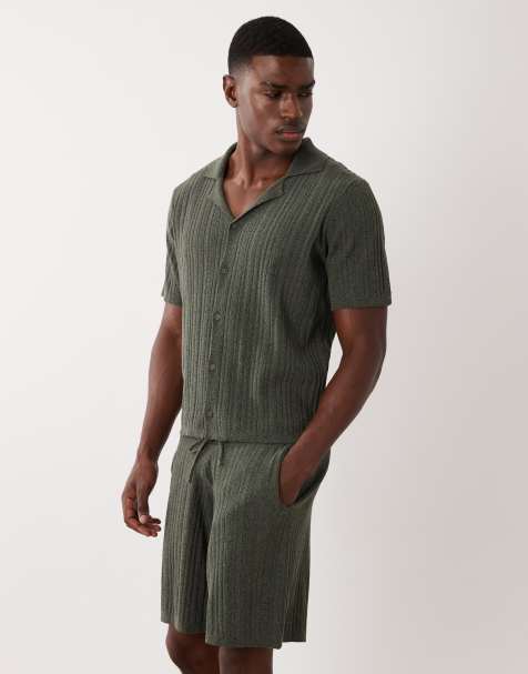 ASOS DESIGN – Ciemnozielone dzianinowe szorty o luźnym kroju, część zestawu - view 1
