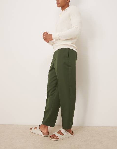 ASOS DESIGN – Ciemnozielone eleganckie spodnie o luźnym zwężanym kroju - view 1