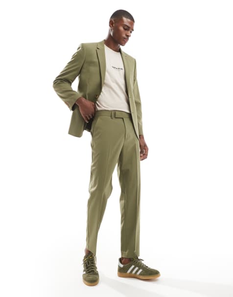ASOS DESIGN – Ciemnozielone zwężane spodnie garniturowe - view 1
