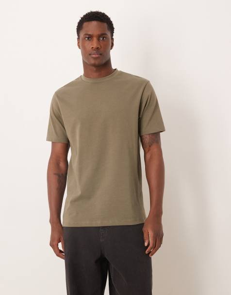 ASOS DESIGN – Ciemnozielony gruby T-shirt o regularnym kroju - view 1