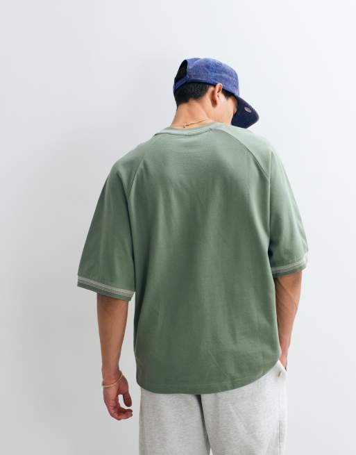 ASOS DESIGN – Ciemnozielony gruby T-shirt oversize z piki, 3 z 5