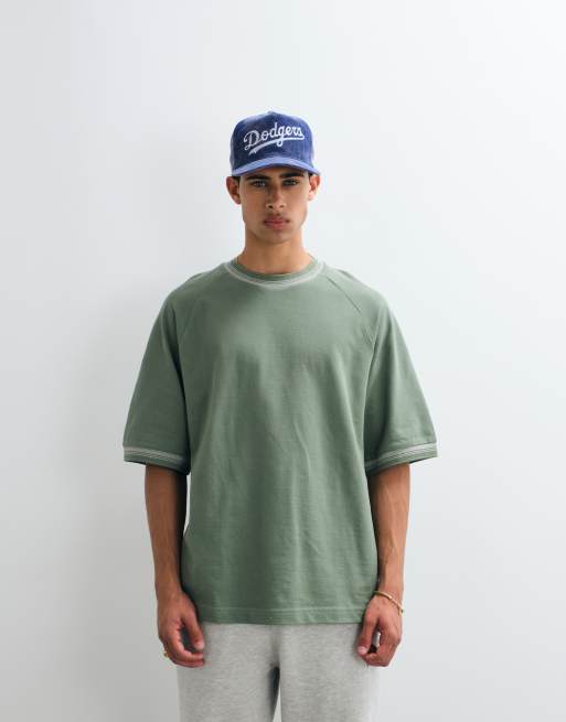 ASOS DESIGN – Ciemnozielony gruby T-shirt oversize z piki, 5 z 5