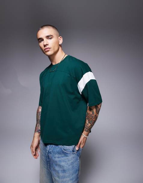 ASOS DESIGN – Ciemnozielony T-shirt o pudełkowym kroju oversize - view 1