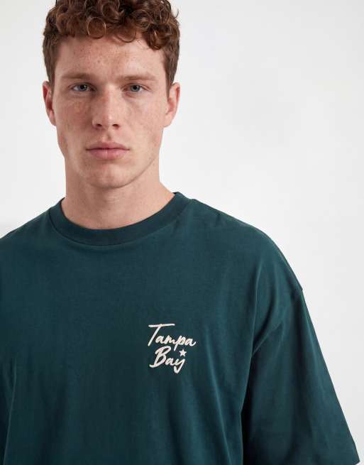 ASOS DESIGN – Ciemnozielony T-shirt oversize z grafiką tekstową, 5 z 5