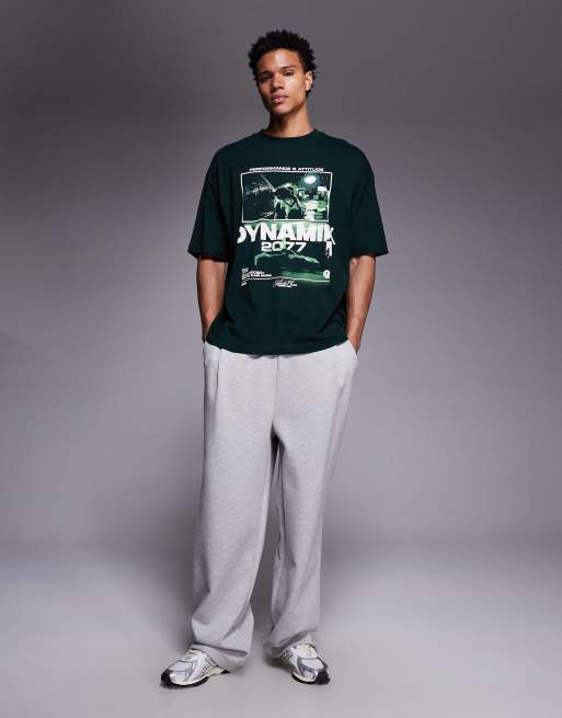 ASOS DESIGN – Ciemnozielony T-shirt oversize z grafiką uliczną, 2 z 5