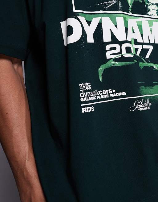 ASOS DESIGN – Ciemnozielony T-shirt oversize z grafiką uliczną, 5 z 5