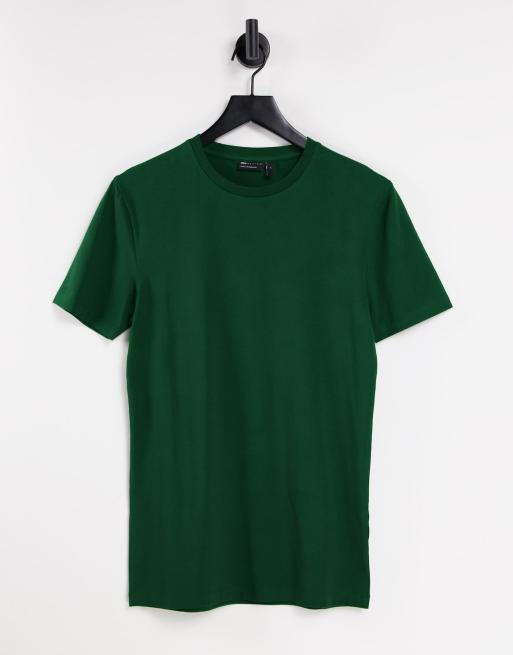 ASOS DESIGN – Ciemnozielony T-shirt z okrągłym dekoltem o kroju podkreślającym sylwetkę