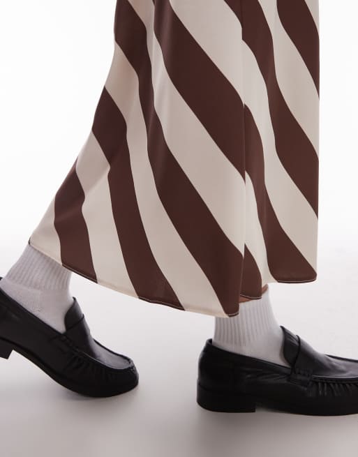 ASOS DESIGN – Cięta ze skosu satynowa spódnica midi w paski, 5 z 5