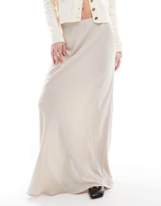 ASOS DESIGN – Cięta ze skosu szara satynowa spódnica maxi, 2 z 5