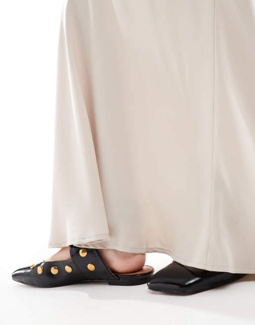 ASOS DESIGN – Cięta ze skosu szara satynowa spódnica maxi, 3 z 5