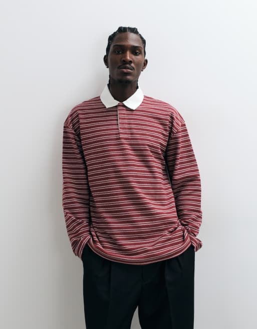 ASOS DESIGN ciężkie oversize polo w czerwony pasek, 2 z 5