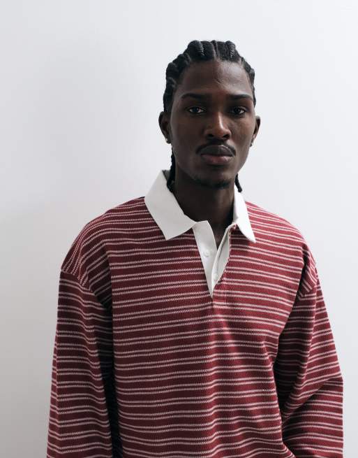 ASOS DESIGN ciężkie oversize polo w czerwony pasek, 3 z 5