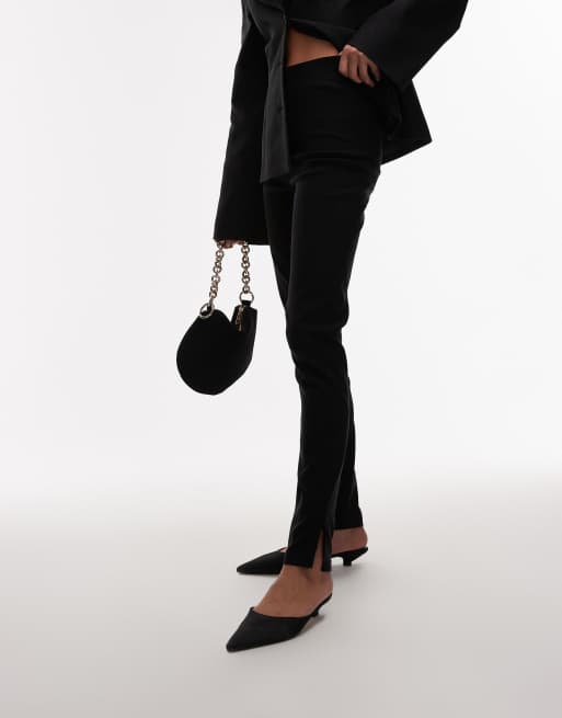 ASOS DESIGN - Cigarette broek van bengaline met zijsplit in zwart, 5 van 5