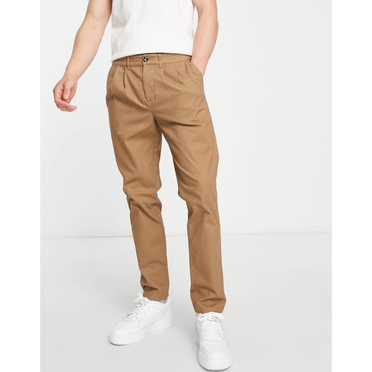 stone cigarette trousers ASOS DESIGN cigarette chinos in stone