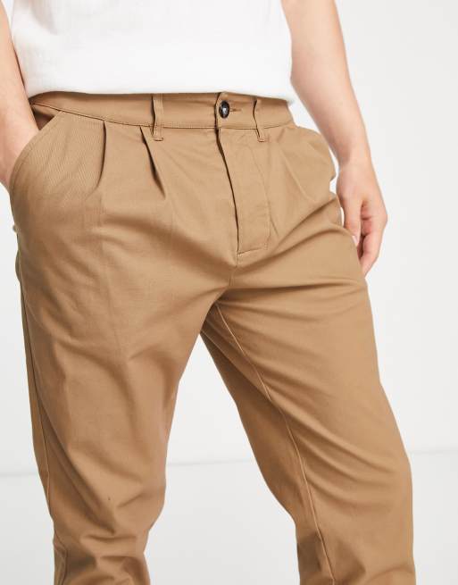 ASOS DESIGN cigarette chinos in stone